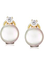 Majorica 12mm Simulated-Pearl and Cubic Zirconia Earrings