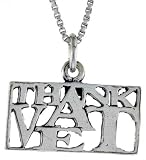 Sterling Silver THANK A VET Talking Pendant