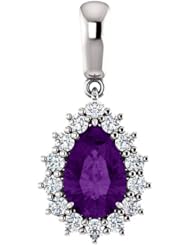 Platinum 9.00x6.00mm Pear Cut Amethyst and Diamond Pendant -- LIFETIME WARRANTY