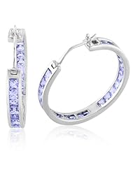 Sterling Silver Tanzanite Hoop Earrings