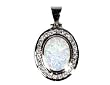 Lab Created Opal Pendant Sterling Silver .925 - Oval