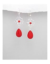 Flower Resin Earrings In 92.5 Sterling Silver