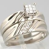 10K White Gold Diamond Wedding Ring Set - OldCities Estate Jewelry