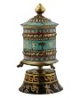 Turquoise Inlay Brass Prayer Wheel