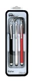 CCM® Capacitive iPad Stylus 3-Pack / iPad 2 Stylus, Kindle Fire, iPhone 4S, Motorola Xoom, Viewsonic gTablet, Thosiba Thrive, Superpad, Samsung Galaxy, Asus Eee Pad Transformer, Acer Iconia, HP Touchpad, BlackBerry Playbook (Black-Red-silver)