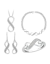 10K White Gold, Diamond Infinity Jewelry Set (3/8 cttw)