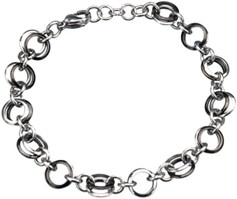 Inox Womens Stainless Steel Black Multi Link 7" Bracelet w 1" Extender BR1503