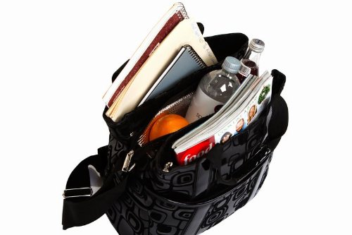 Fashionable Hybrid Tote w/ Sections for Files, a Tablet & Lunch – Graphix Black