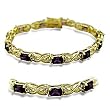 Gold Plated Brass Bracelets with Amethyst CZ, 7 Inches