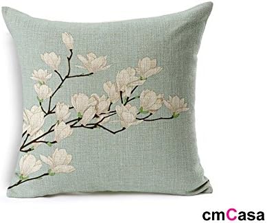cmCasa[4277] 18x18 inches Cotton Blend Canvas Cherry Blossom Square Decorative Throw Pillow Case Sofa Pillow Cushion Cover