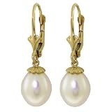 14k Solid Gold Pearl Leverback Earrings