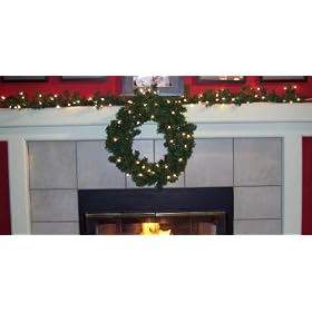 Lighted Wreath & Garland Set Indoor Outdoor Christmas Wreath Holiday Decoration