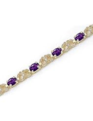 14kt Yellow Gold Oval Amethyst and Diamond Bracelet