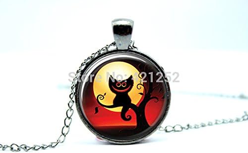 Pretty Lee 2015 Fashion Gun Black Halloween Necklace Halloween Jewelry Glasstile Necklace Art Pendant Glass Photo Cabochon Necklace Christmas gift