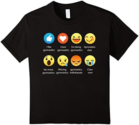 Kids I Love Gymnastics Graphic Emoji Emoticon T-Shirt Tee 12 Black