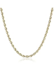 Duragold 14k Yellow Gold Hollow Diamond-Cut Rope Chain Necklace (2.5mm )