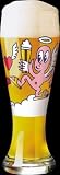 Review Ritzenhoff Tableware  / Weizen Beer Glass, Dancing Beer Fraus, Designer Color Enamel w/ Matching Drink Coaster in Gift Box