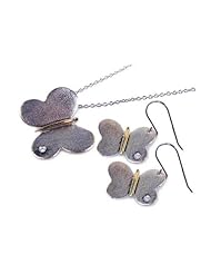 Nickel Free Sterling Silver Pendant & Earring Sets Butterfly CZ Set