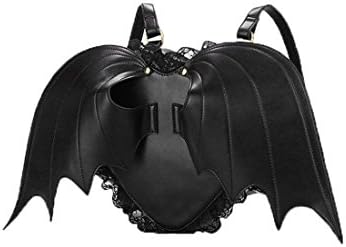 Womens Girl Bat Wing PU Leather Backpack Heart Angel Shoulder Bag