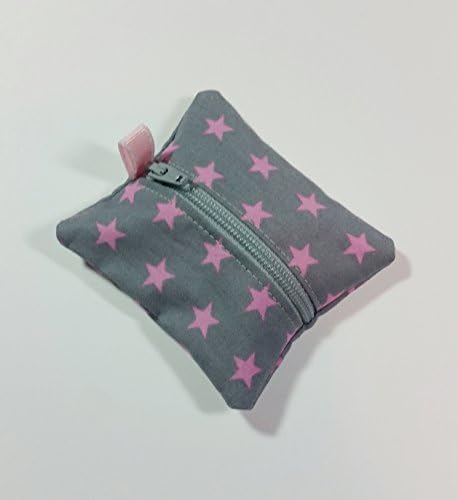 Ear Bud Pouch / Earbud Holder / Zip Pouch / Mini Zip Pouch / Jump Drive Holder ::: Pink Stars on Gray