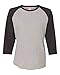 LAT Women Fine Jersey Raglan 3/4 Sleeve Baseball Tee (3530) Vintage Heather/Vintage Smoke, L