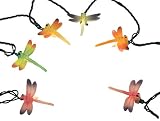 Set of 10 Multi-Color Dragonfly Novelty Christmas Lights - Green Wire