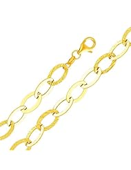 14K Yellow Gold Fancy Bracelet with Lobster Claw Clasp - 7.5" Inches
