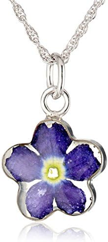 Sterling Silver Small Purple Star Pressed Flower Pendant Necklace, 18"