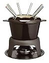 MasterClass Cast Iron Enamelled Fondue Gift Set with Six Forks - Black