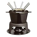 MasterClass Cast Iron Enamelled Fondue Gift Set with Six Forks - Black