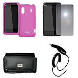 EMPIRE Black Leather Case Pouch with Belt Clip and Belt Loops + Hot Pink Si ....