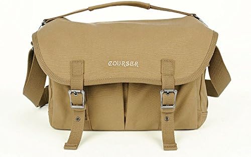 Vintage Waterproof Canvas Camera Bag Messenger Bag for Dslr Camera and Lens Khaki Yellow Color