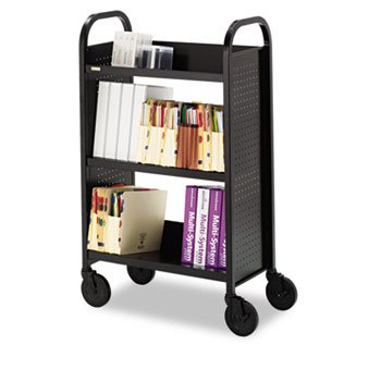 Bretford BOO327RN - Single-Sided 3-Shelf Book & Utility Cart/Stand, 26 x 14 x 44, Raven Black-BREBOO327RN