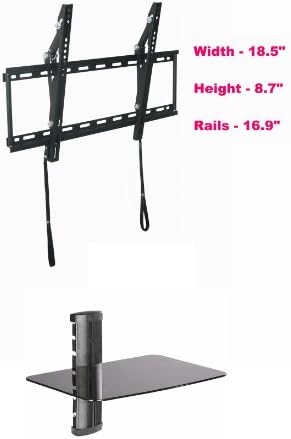 TILT WALL MOUNT FOR 32" LED TV, LCD TV + 1 Shelf Wall Mount for Audio / Video Equipment (DVR or DVD Player or Digital Box or DSL Modem)