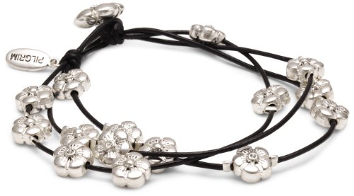 Pilgrim Damen-Armband aus der Serie Summertime Versilbert Schwarzes Leder 17 cm 13122-6022 Preisvergleich