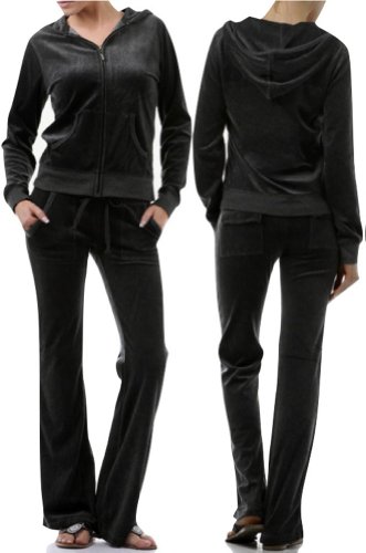 Stylish Velvet Zip-Up Top And Drawstring Pants Set