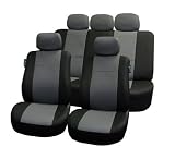 FH-PU002115 Classic Synthetic Leather Car Seat Covers, Airbag compatible and Split Bench, Gray and Black color