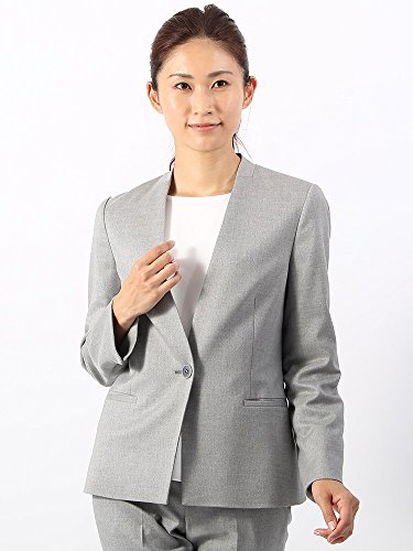 (ザ・スーツカンパニー) Littlechic/JAPAN QUALITY/Vネックノーカラージャケット ライトグレー