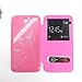 Lenovo A850 Case, Dual Window View Leather Flip Back Housing Cover for Lenovo A850 Housing Replacement (Rose)