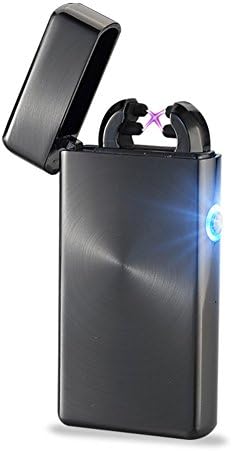 Danle USB Rechargeable Windproof Dual Electronic Arc Lighter Flameless Plasma Cigarette Lighter (Black)