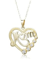 Klassics 10k Yellow Gold "Mom" Heart Pendant, 18"