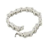 Mens Motorcycle Chain Bracelet in 11MM Polished Stainless Steel