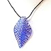 Glass Leaf Pendant Crackled Effect Blue