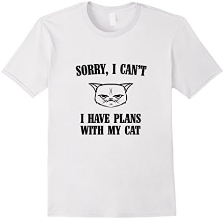 Men's Sorry, I can't I have plans with my cat shirt 3XL White