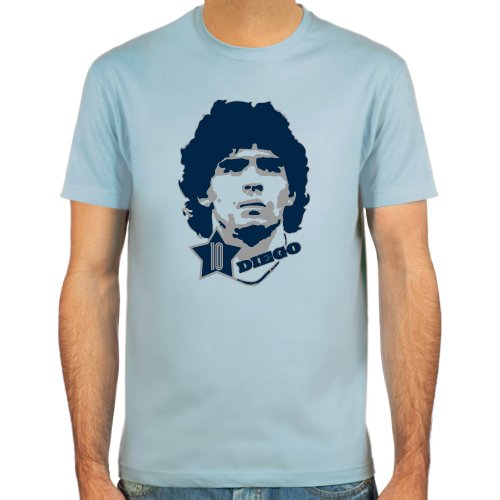 T-Shirt Diego Maradona ::: Farbauswahl: skyblue, sand oder weiß ::: Fußball-Kult