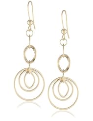 14K Yellow Gold Italian Circle Dangle Earrings