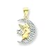 14k Rhodium Moon with Angel Pendant