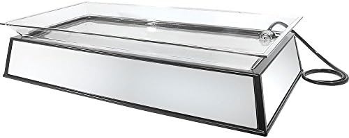 Cal-Mil IP201-220 Large Ice Carving Mirror Pedestal with Drainage Hose and 220V LED Lighting - 24" x 48" x 14"