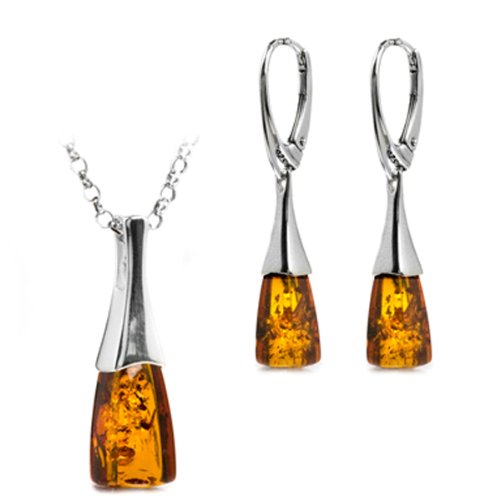 Certified Genuine Premium Quality Amber High End Polished Finish Sterling Silver Contemporary Set 18 Rolo Chain 18