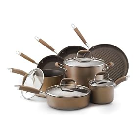Anolon Advanced Bronze Collection Hard Anodized Nonstick Cookware Set, 11-Piece by 
